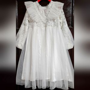 Lace lantern sleeve mesh dress✨️